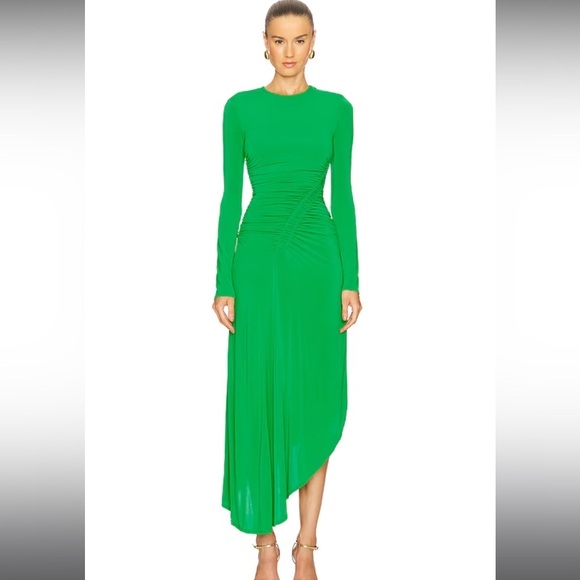 A.L.C. Adeline Ruched Jersey Dress long sleeve - Sz Small NWT - Green - Picture 5 of 10